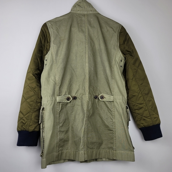 J Crew Jacket Military Green Quilt Sleeves size small - Picture 10 of 13